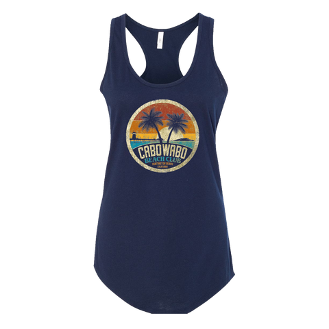 Ladies Blue Palm Tree Tank Top