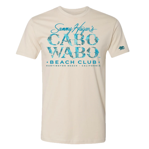 Natural Short Sleeve Men's Logo T-Shirt with Turquoise Logo- Size S - XL
